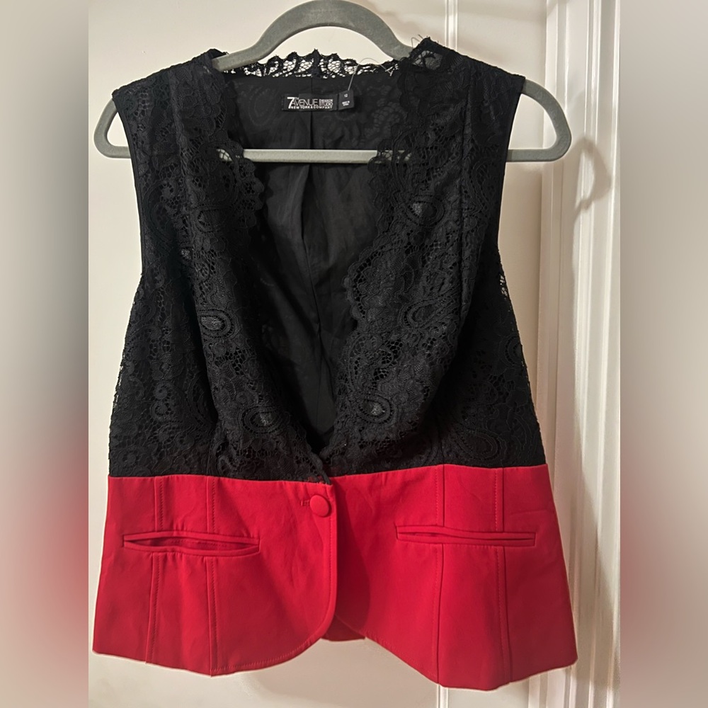 Black and red lace vest